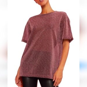 Cynthia Rowley Glitter Tee NWT in Metallic Berry